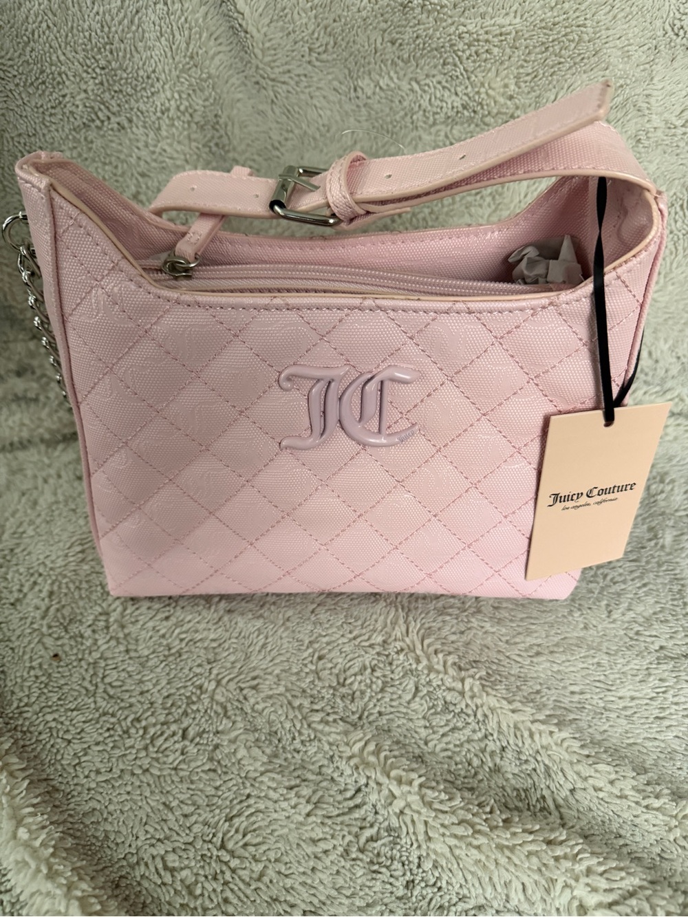 Juicy Couture Quilted Pale Pink Shoulder Bag with JC Logo